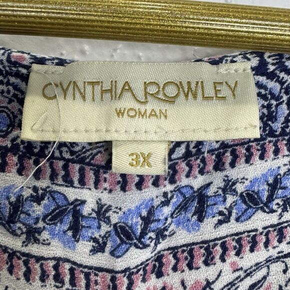 Cynthia Rowley Womens Flared Sleeve Paisley Floral Top 3X Festival Boho Hippie - Picture 6 of 8
